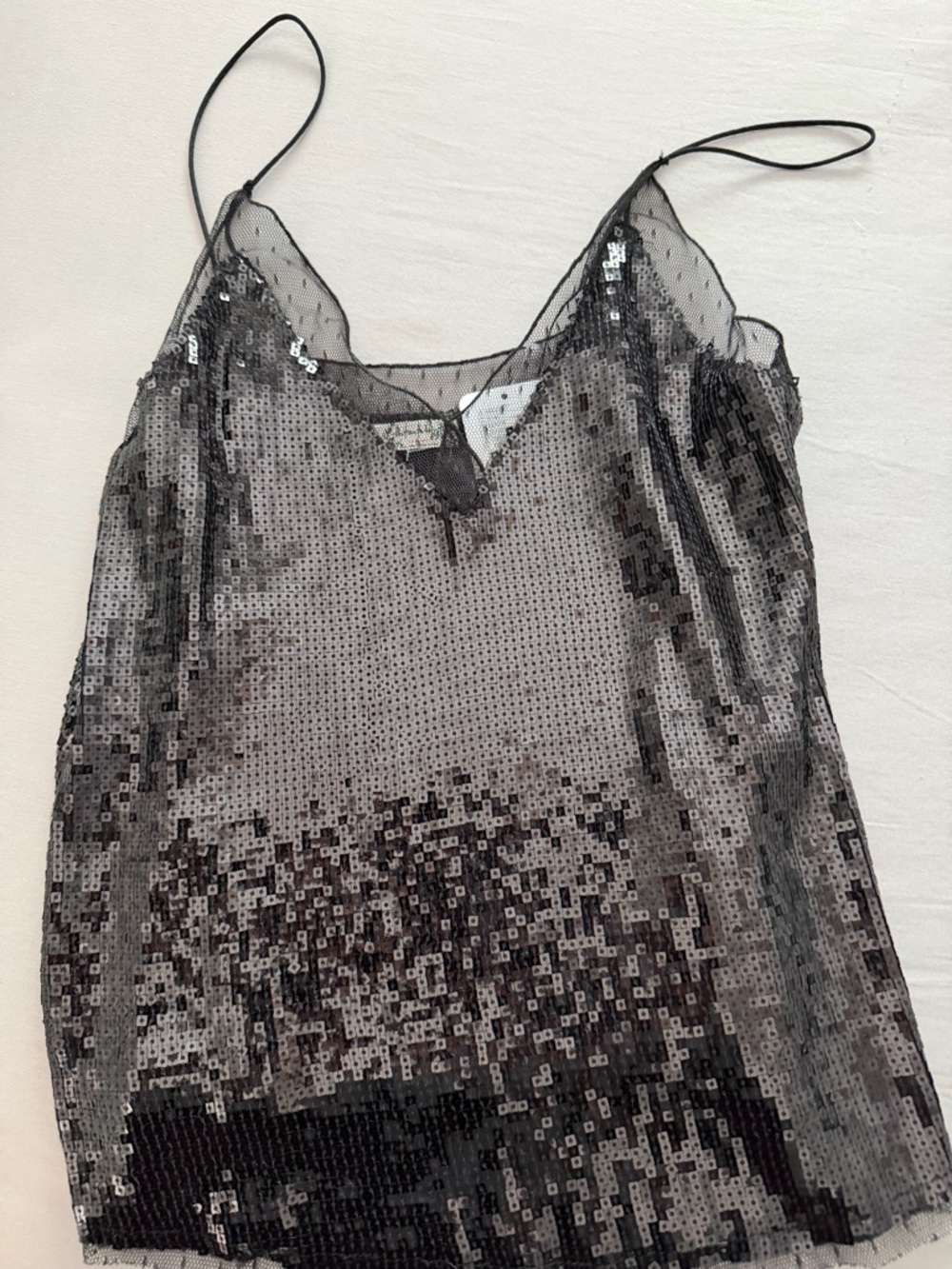 Silver Sequin Spaghetti Strap Cami New with Tags